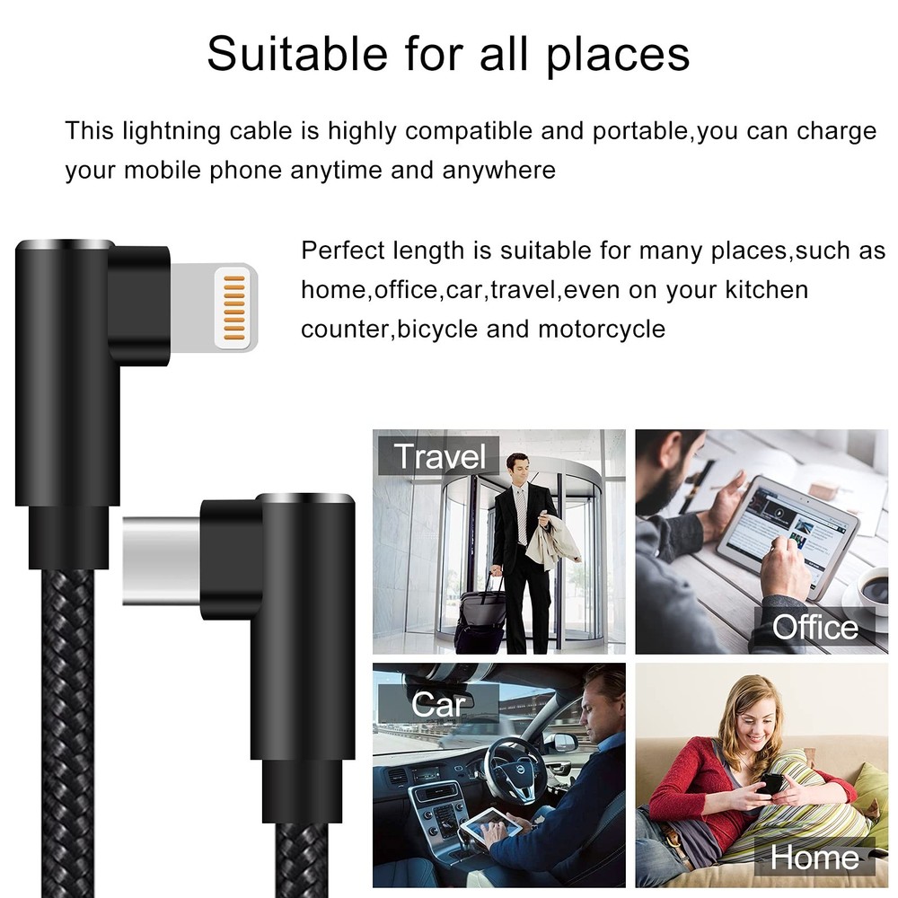 Osecet USB C to Lightning Cable 1ft 3 Pack MFi 3Pack-1FT, 3Pack-1FT-Black