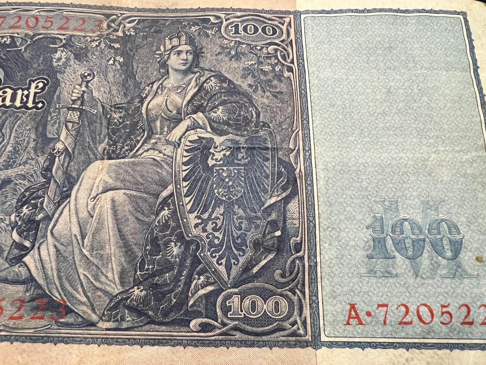 1910 German 100 Mark Banknote World War 1 WW1 WWI Currency Antique Relic