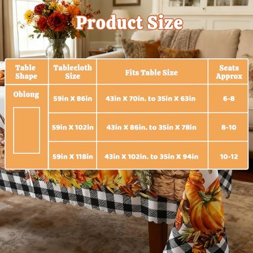 Musawarm Thanksgiving Tablecloth, Fall 84" x 60" (Rectangular) Thanksgiving-1