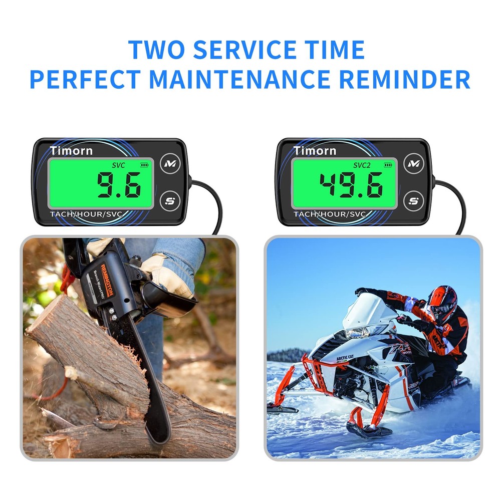 Small Engine Tachometer Hour Meter: Digital Inductive Waterproof Tiny Tach Me...