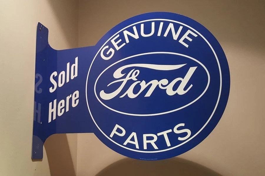 Ford Genuine Parts Metal Flange Sign – Garage Wall Decor – Man Cave | Free Ship