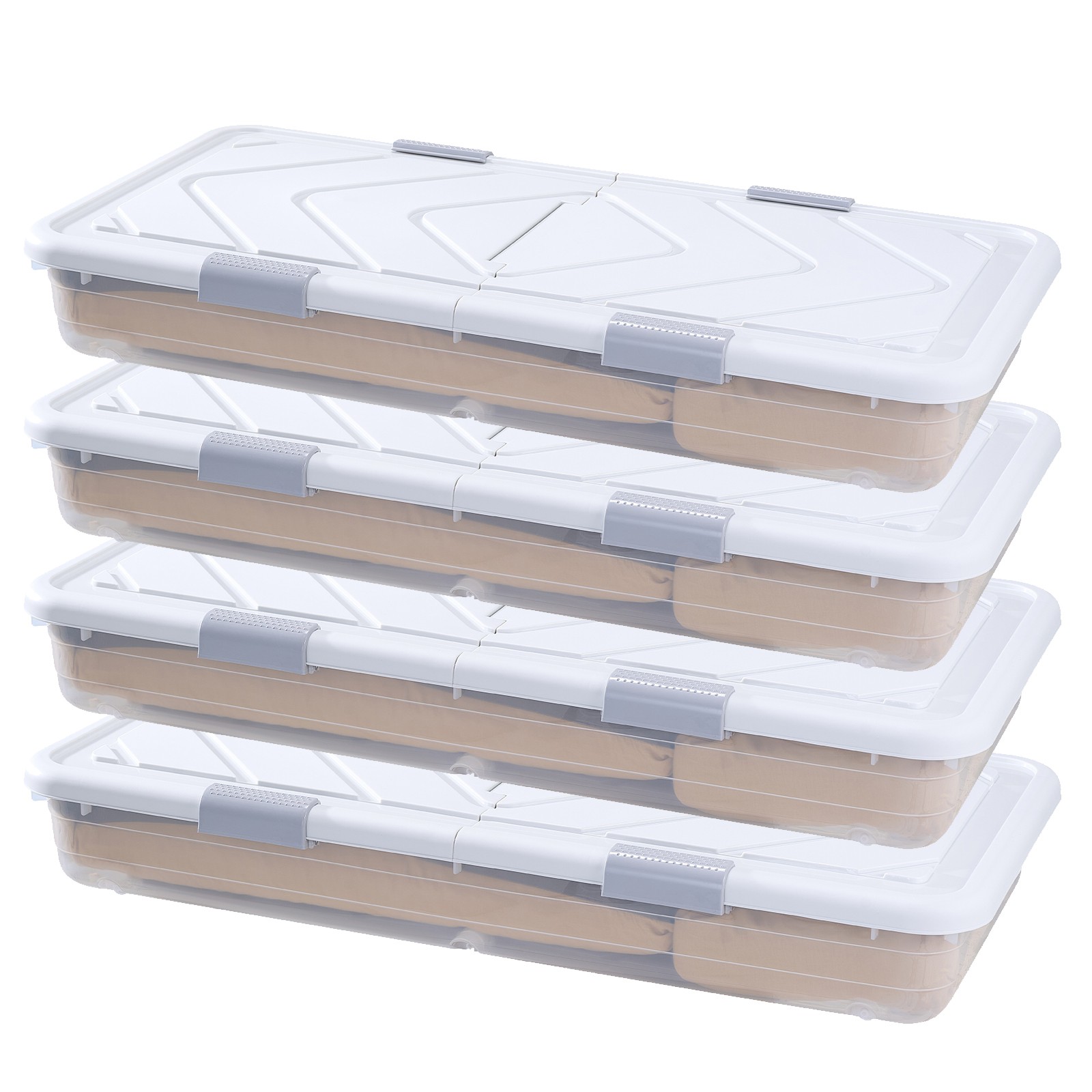 Uimoso Rolling Under-Bed Storage Containers 31.7x15.6x6.9 Inches, Set of 4