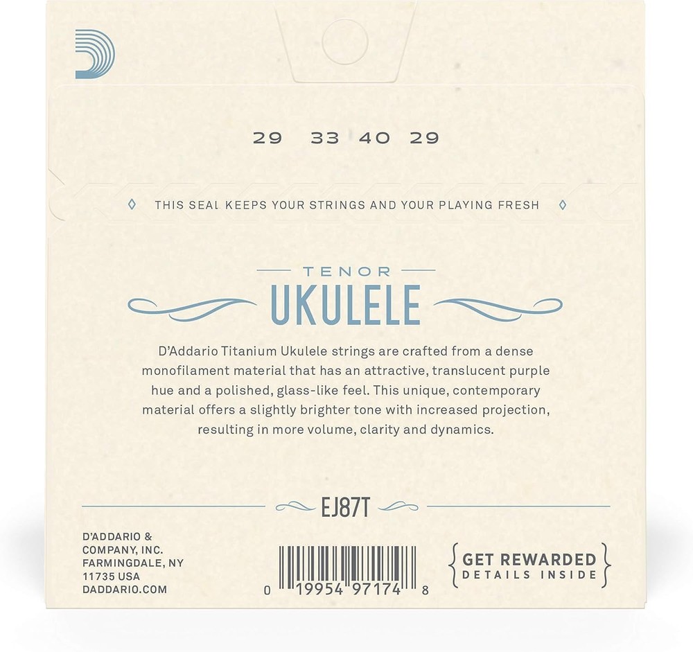 4-String Pack of EJ87T Titanium Ukulele Strings - Optimized for GCEA Tuning