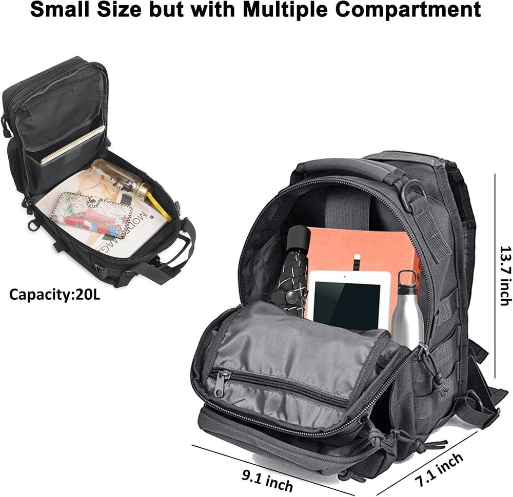 Durable Nylon Tactical Backpack with Molle System - 20L Capacity for Versatility