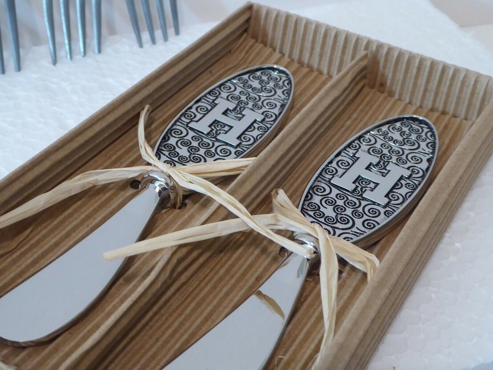 Thirstystone (2) H Monogram Dip/Cheese Spreaders (4) Fork Cheese Marker (S2