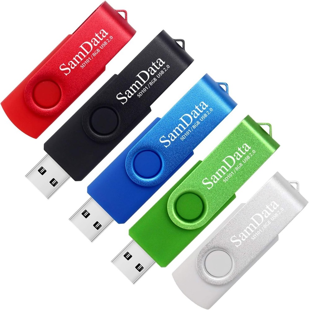 Compact 5-Pack 8GB USB Flash Drives for Safe Data Storage - Multicolored