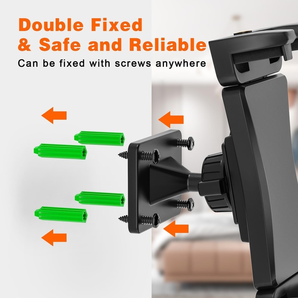 Adjustable Wall-Mounted Tablet Holder - 360° Rotation for Optimal Viewing