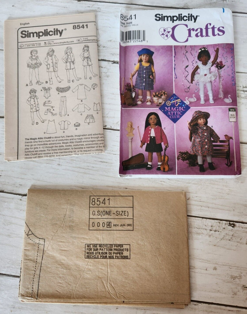 Simplicity Crafts "Magic Attic Club" 18in Doll Patterns #8541