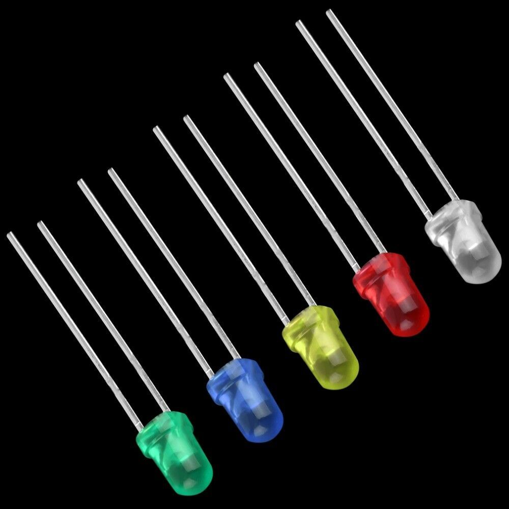100pcs 3mm Diffused LED Light White Yellow Red Blue Assorted Assortment DIY Set