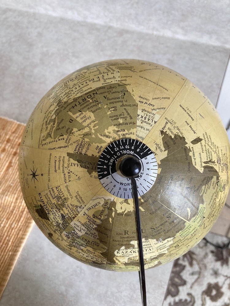 decorative 8” World globe Metal Base Septic Toned