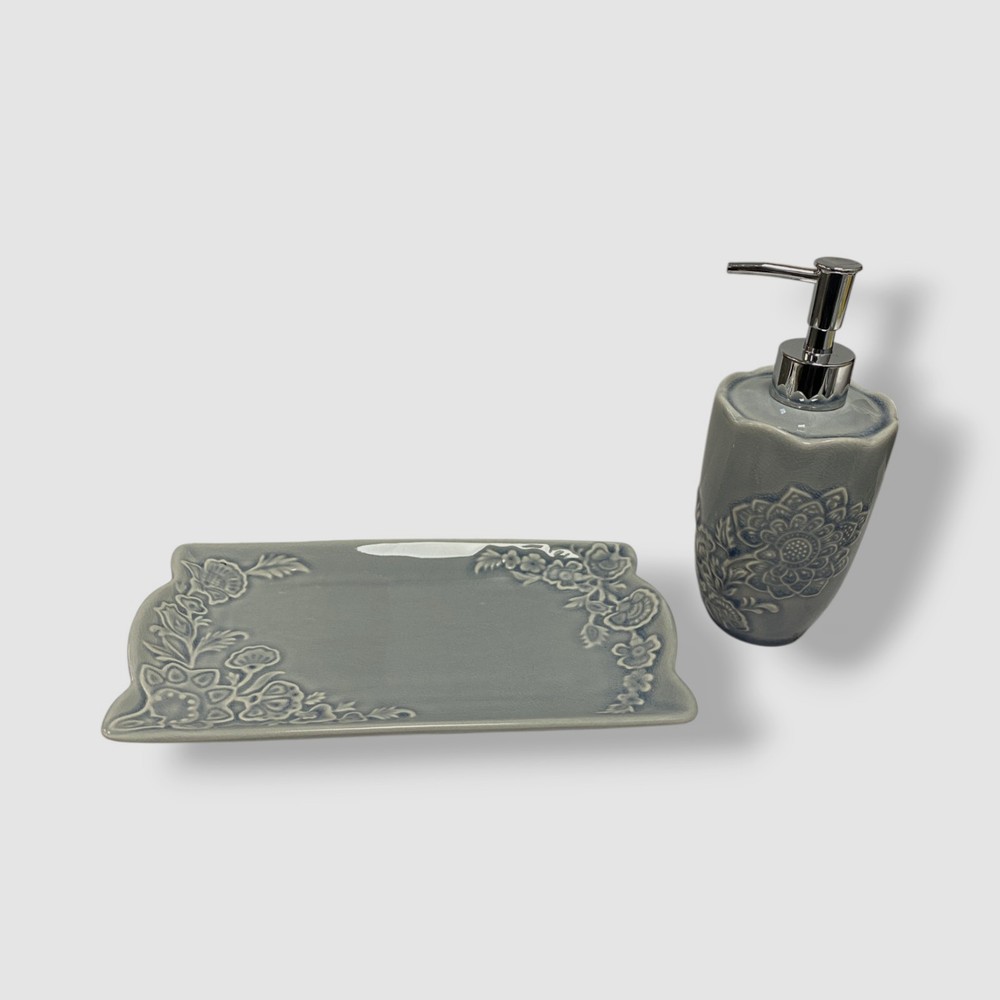 Decor Studio Gray Hannah-Denim 2-Piece Bath Accessory Set