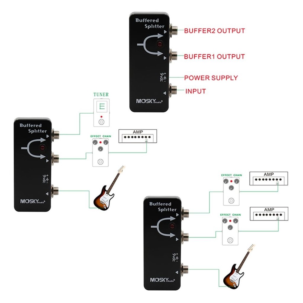 BUFFERED SPLITTER Guitar Effect Pedal Signal Buffer Splitter Dual Clean Buffe...