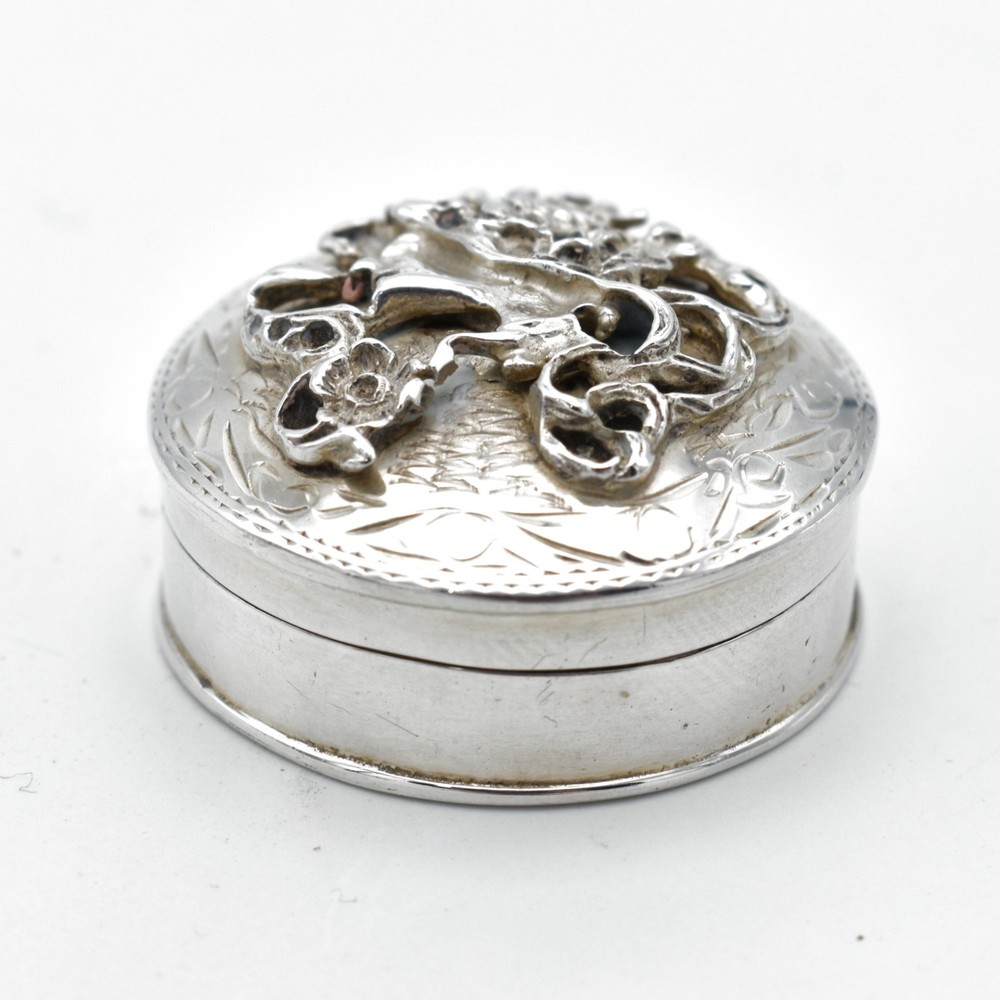 Vintage Solid Silver Pill Box Snuff Box 1991