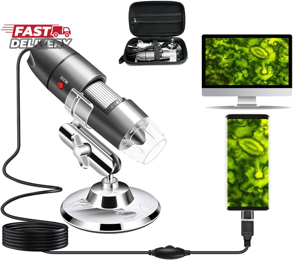 USB Microscope Camera with Stand & Carrying Case, Cainda Digital Microscope Comp
