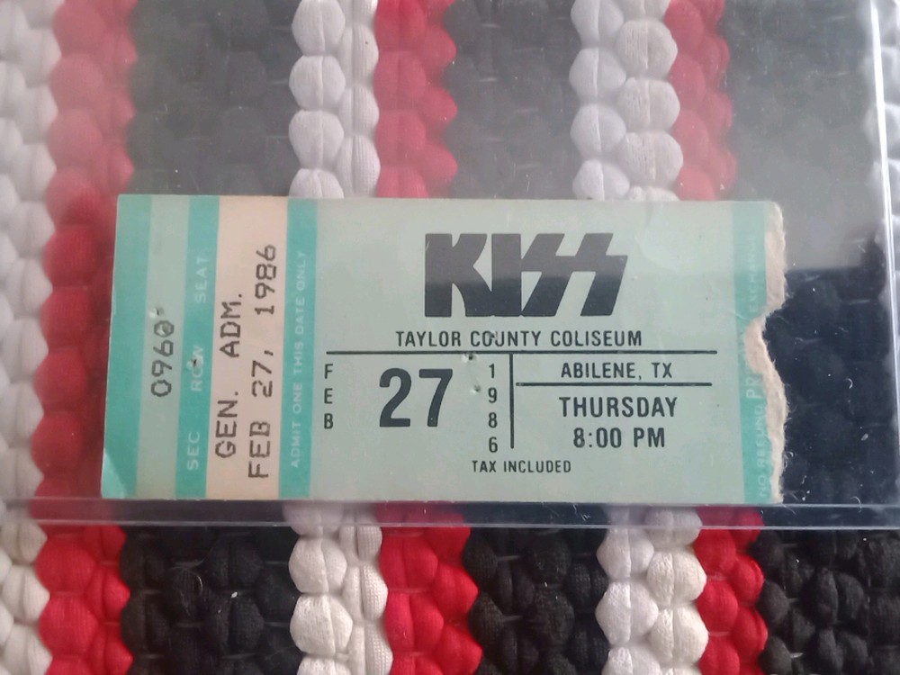 Kiss 💋 Ticket Stub History Asylum Tour, 2-27,86, Abilene Texas 🎸 😭 Falling