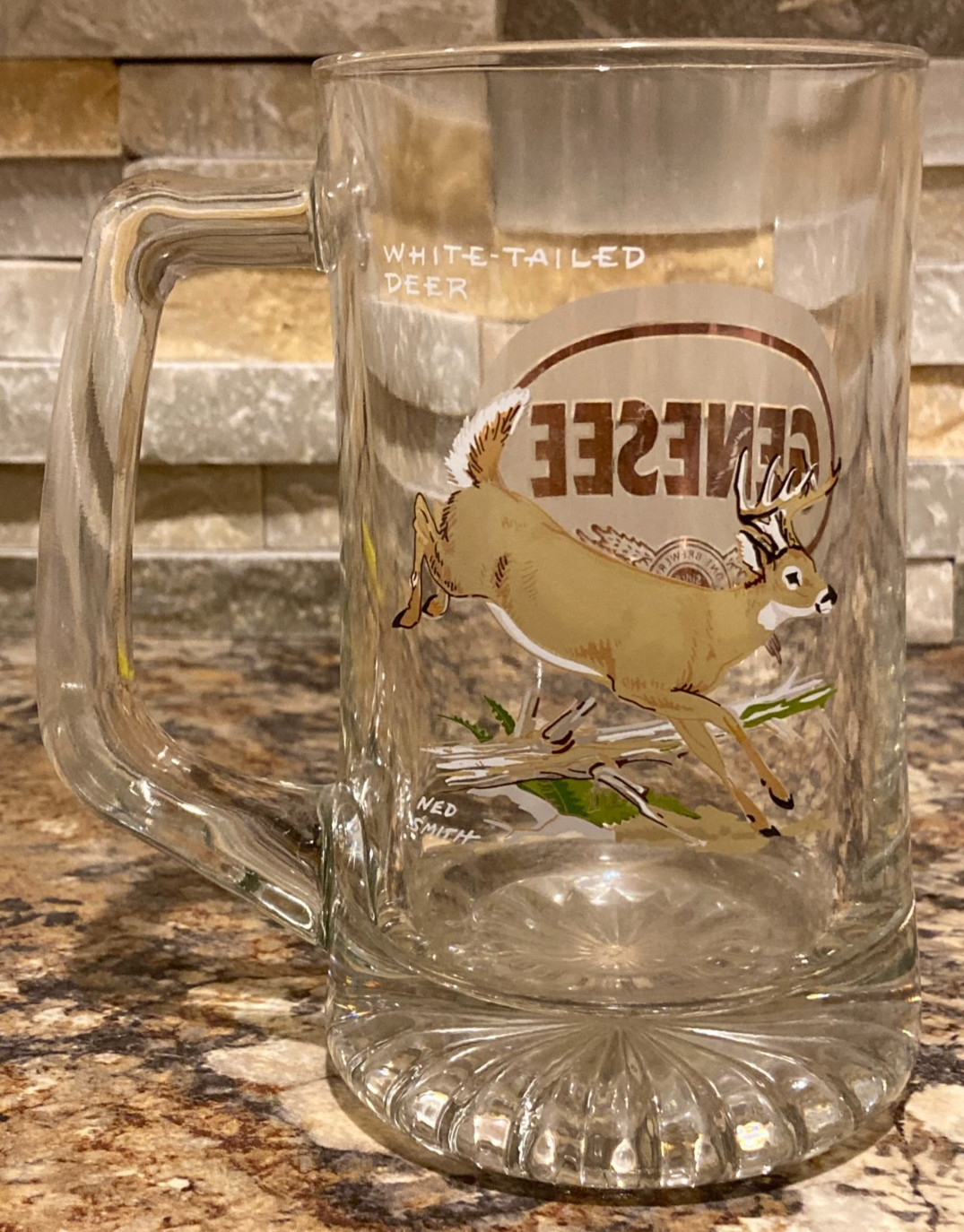 Genesee Glass Beer Mug "White-Tailed Deer"  ~ Whitetail Deer / Buck