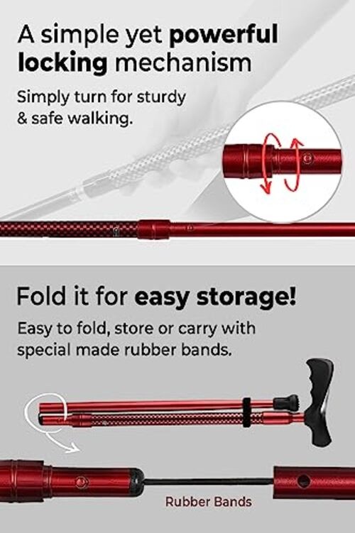 Ergonomic Walking Cane for Men & Women – Foldable & Adjustable Walking Stick