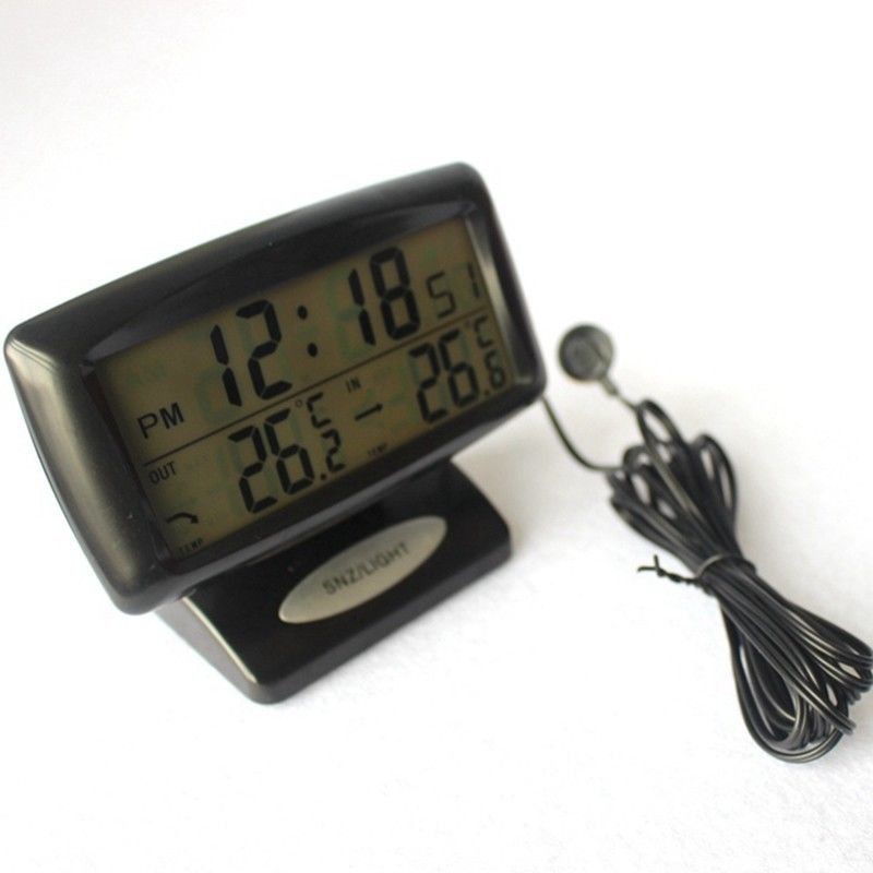 Car Auto LED Backlight Digital Dual 2 Thermometer ℉ Alarm Clock Temperature