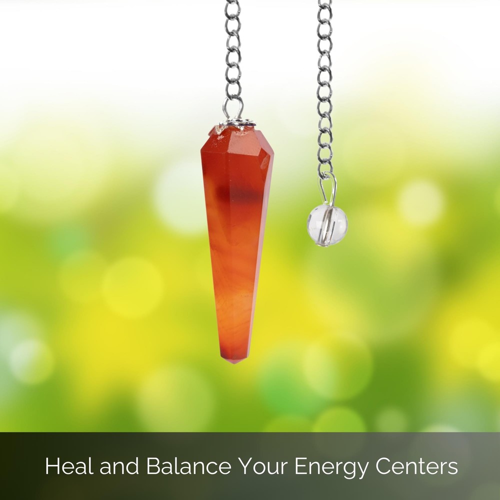 Carnelian Pendulum Crystal, Faceted Pendulum Divination Tools, Dowsing Pendulum