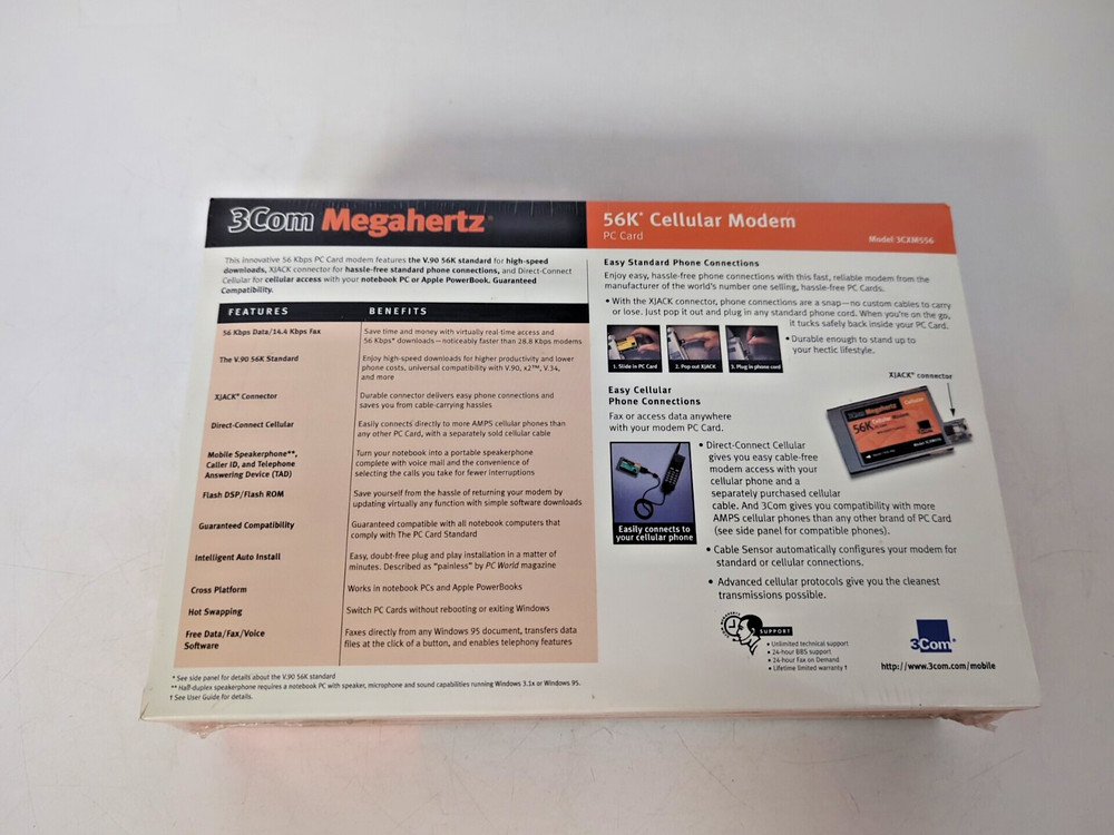 3Com Megahertz 56K Cellular Modem PC CARD 3CXM556