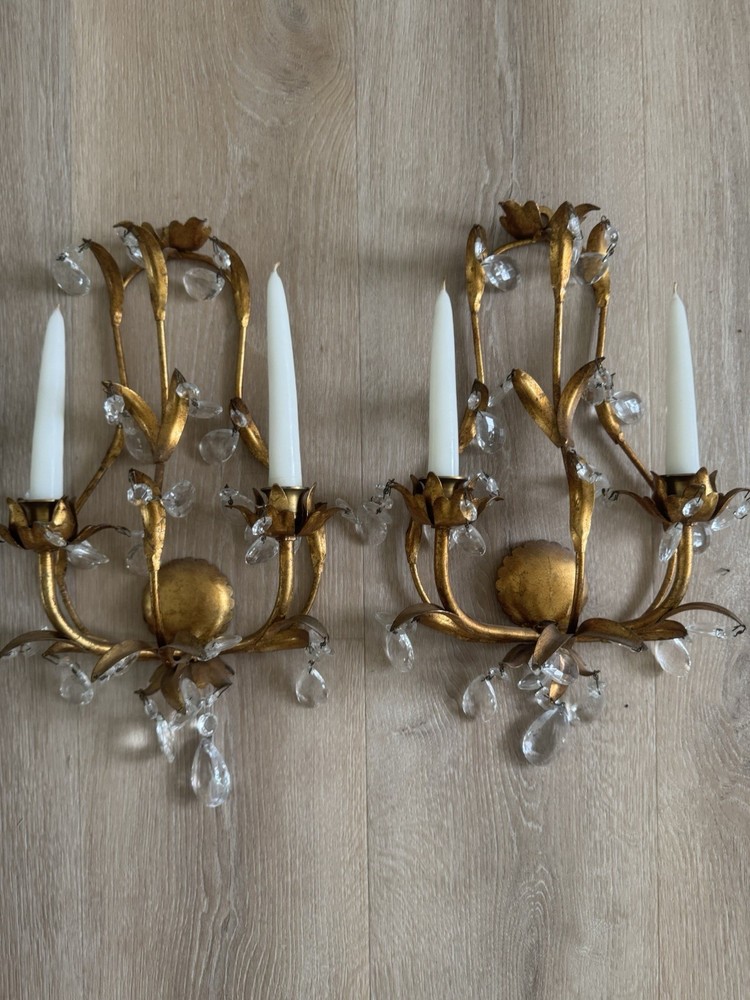 Vintage Gold Sconces (Pair)