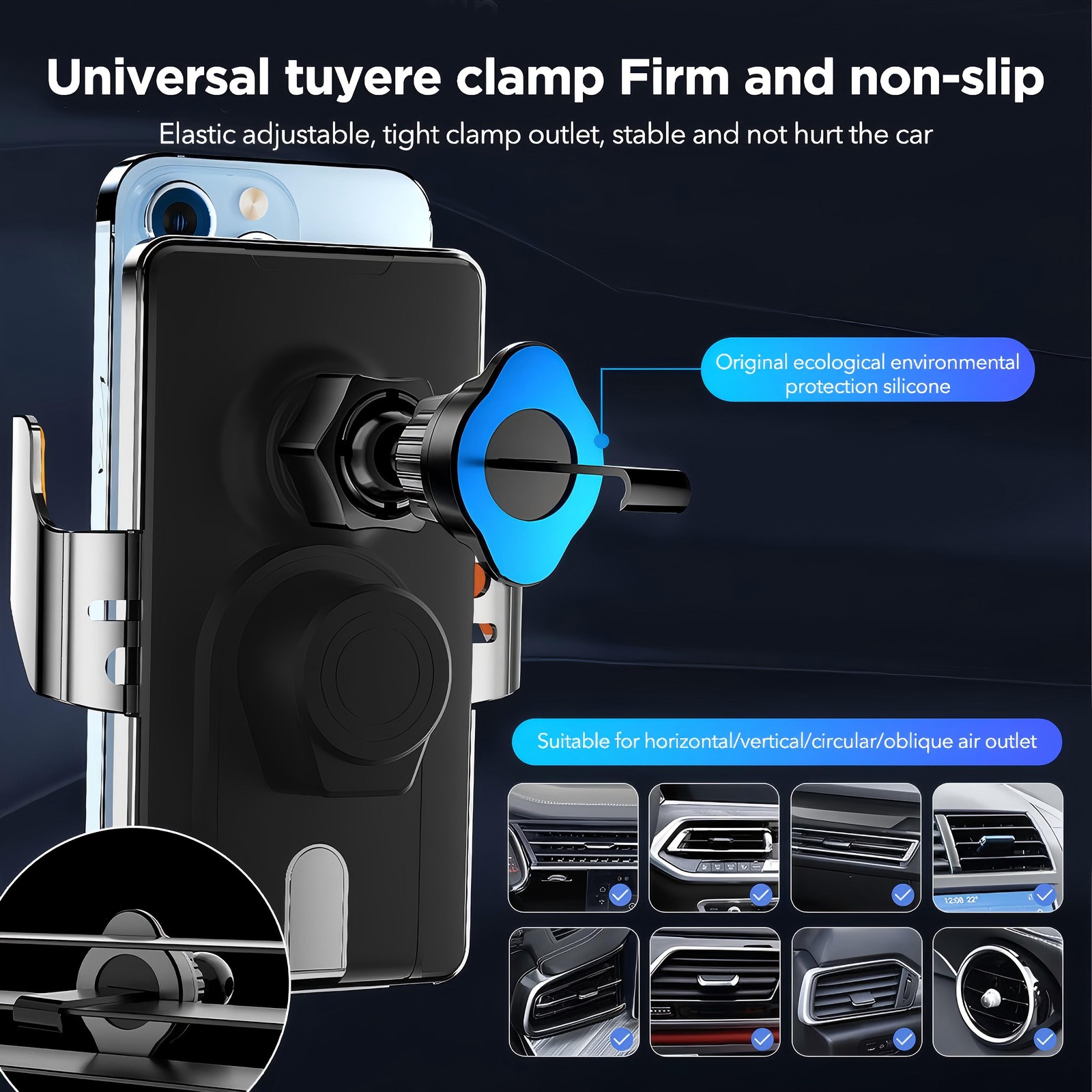 66W Fast Wireless Car Charger Automatic Clamping Mount Air Vent Phone Holder US