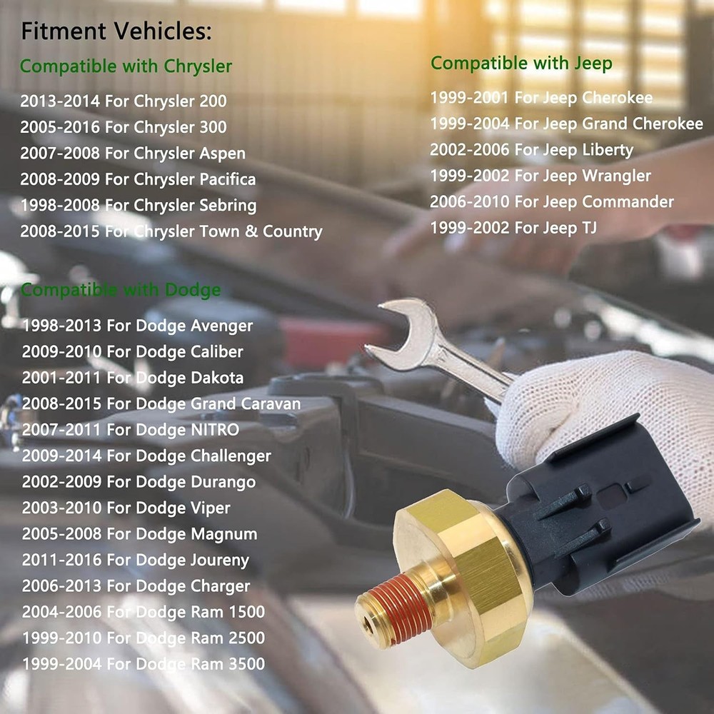 Engine Oil Pressure Sensor Sender Switch 5149062AA Compatible with Yellow