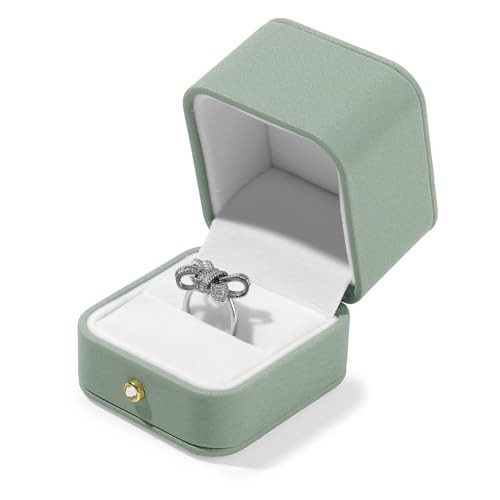 Green Leather Ring Gift Box Jewelry Gift Box Small Ring Case for Ring Box