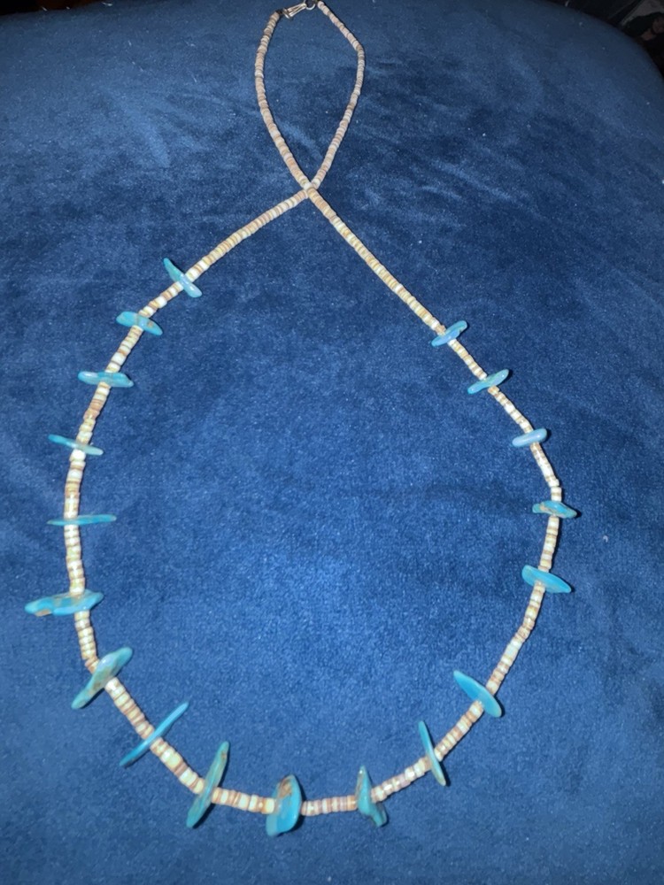 turquoise and shell handmade necklace