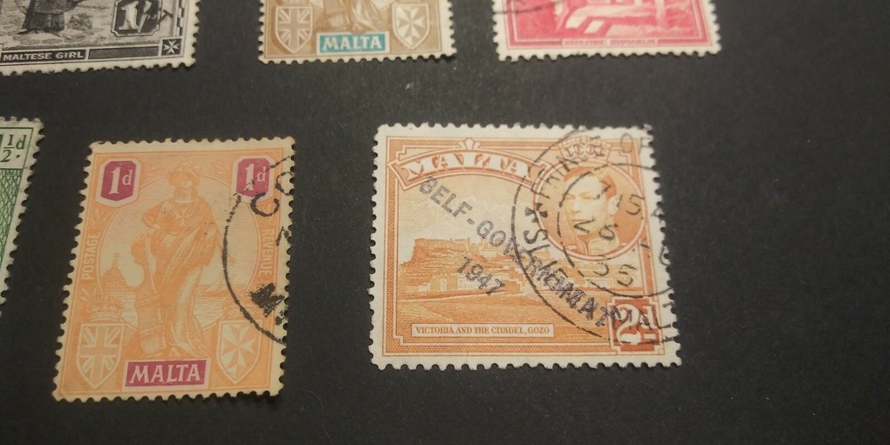 Malta stamps - 9 Different - Interesting mix - some overprints - Used - see pics