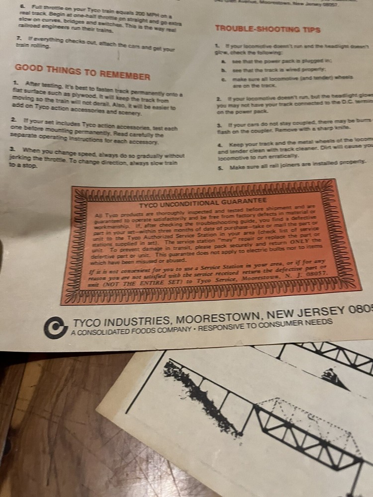 Vintage Tyco Easy Assembly Instructions T909-Paper
