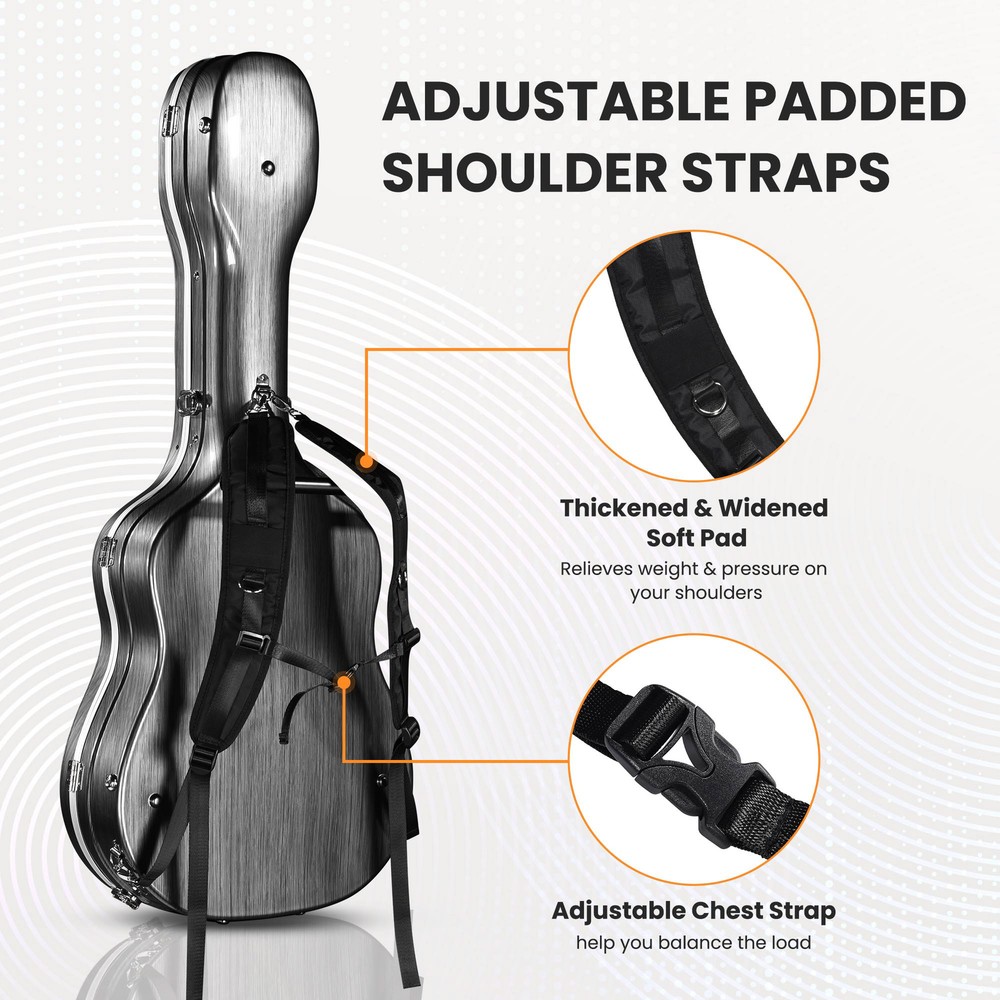 Yescom ABS Acoustic Guitar Case Hard with Backpack Straps 43 Inch Hardshell