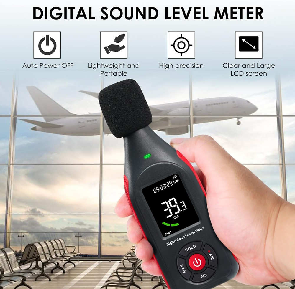 Decibel Meter Data Logger, Digital Sound Level Meter with Recording, Db Meter 30