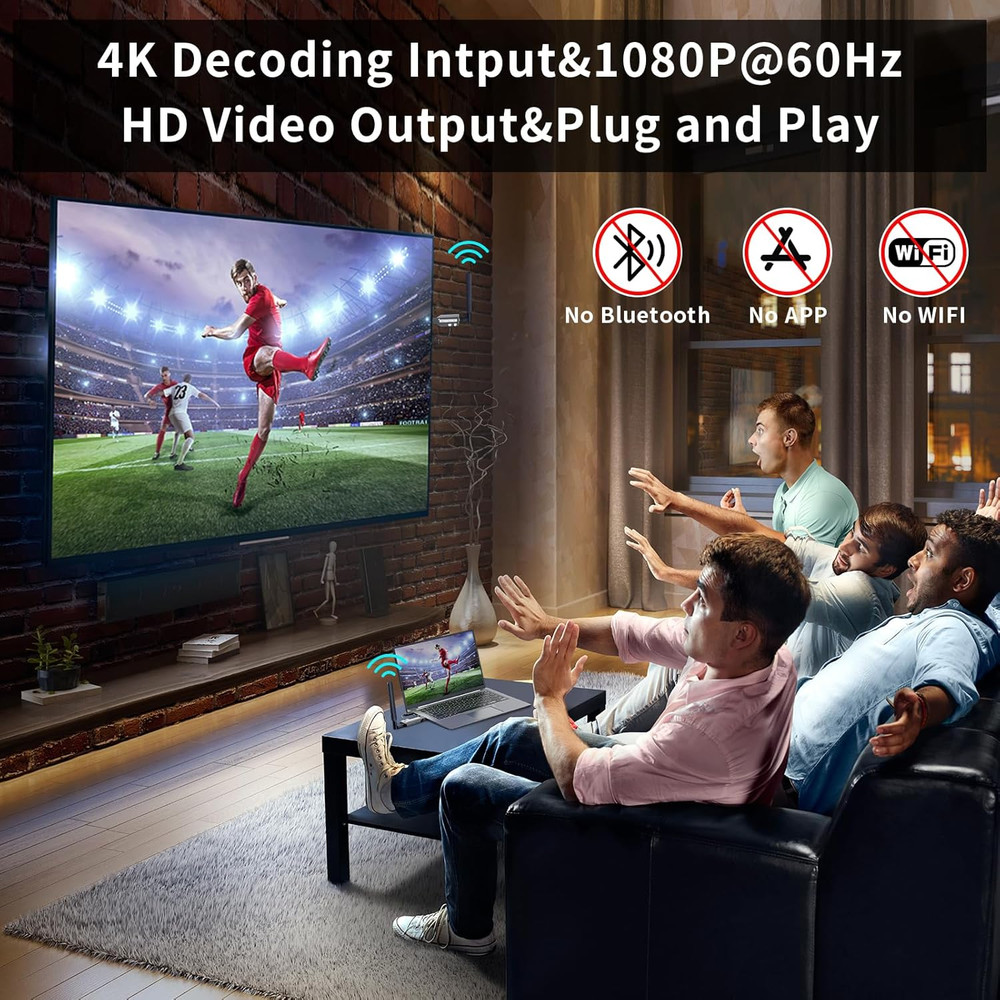 Wireless HDMI Transmitter and Receiver,492Ft/150M 4K Decode 1080P Output Plug&Pl