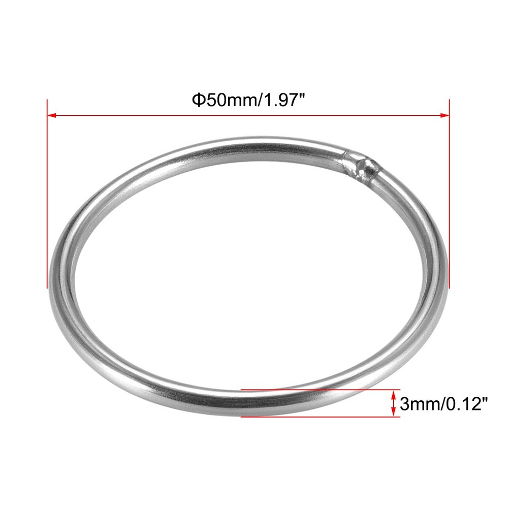 Welded O Ring, 50*3mm Strapping Round Rings 201 2PACK