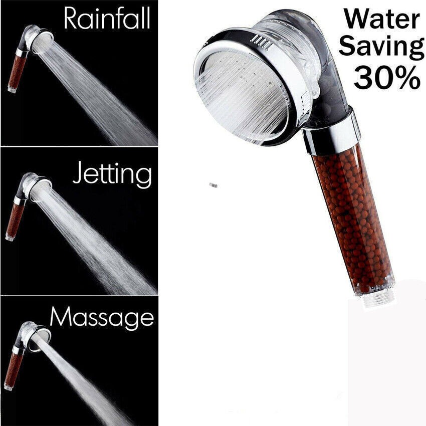 Bath Shower Head Handsfree Water Saving High Pressure Boosting Filter Bead Balls