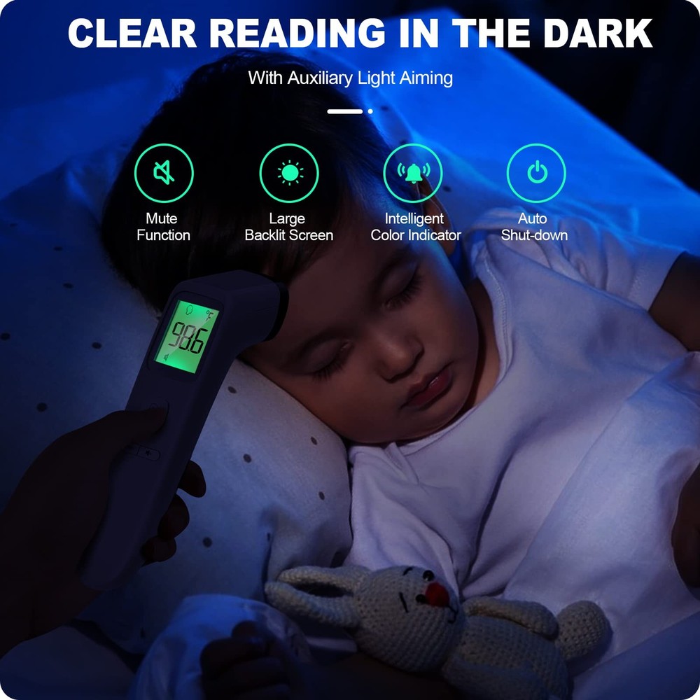 No Touch Digital Thermometer Forehead Object Mode Fever Alarm Silent