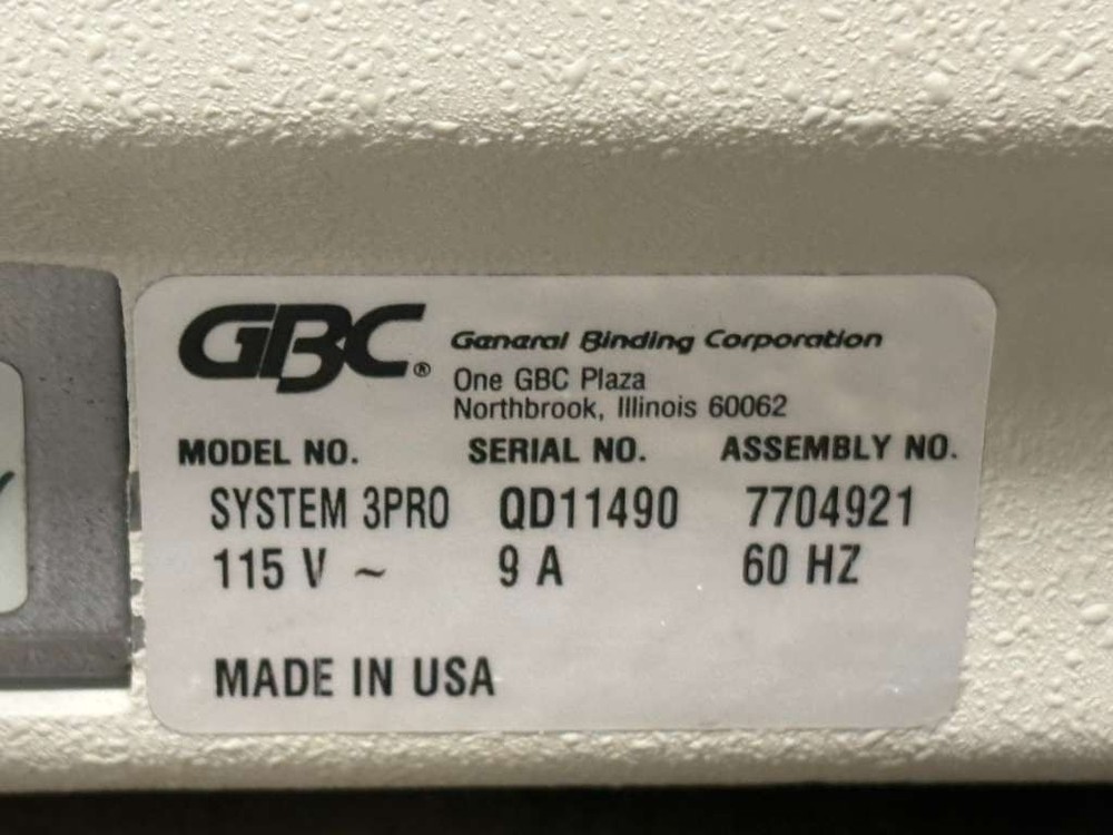 GBC Velobind Electric Binding Machine Model SYSTEM 3 PRO Part 7704921