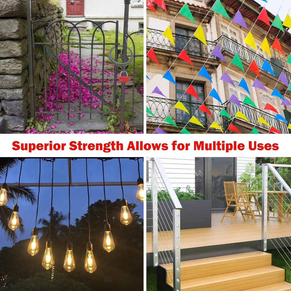 3mm Stainless Steel Security Cable 6FT, Double Loop Safety Wire Rope (2 Pack)