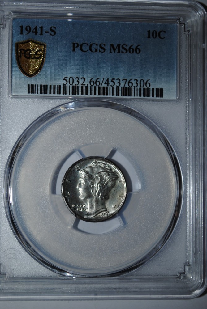 1941-S MERCURY DIME PCGS MS66