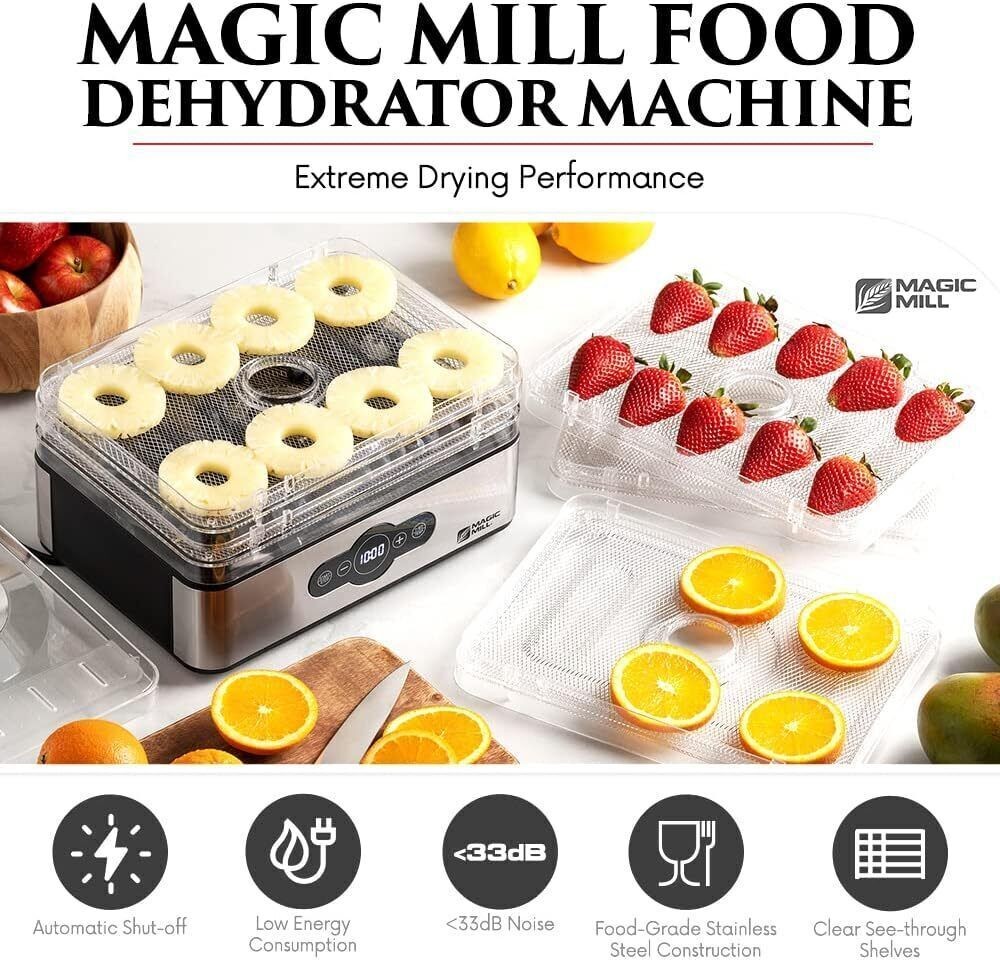 Electric Food Dehydrator Preserver Machine 5 Stackable Trays Digital Adjustable