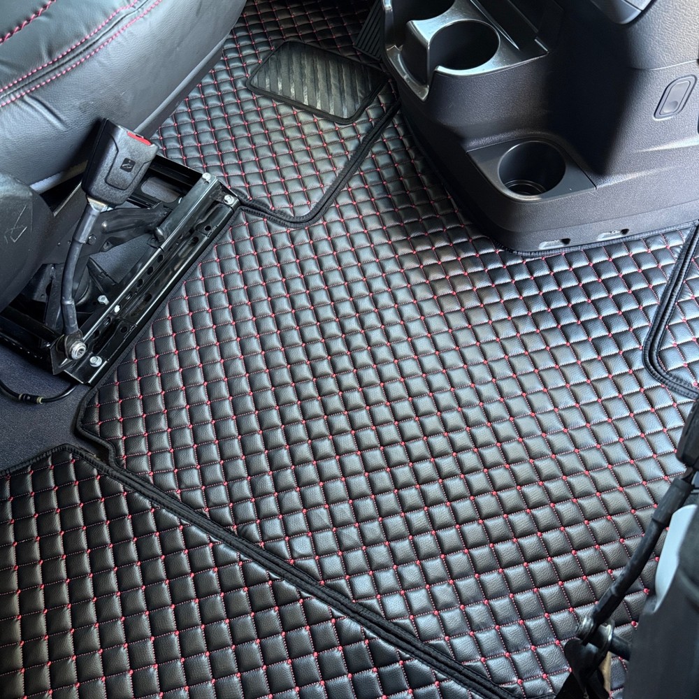 FLOOR MAT SET FOR FREIGHTLINER CASCADIA 126 MODEL (2017–PRESENT BLACK/RED)