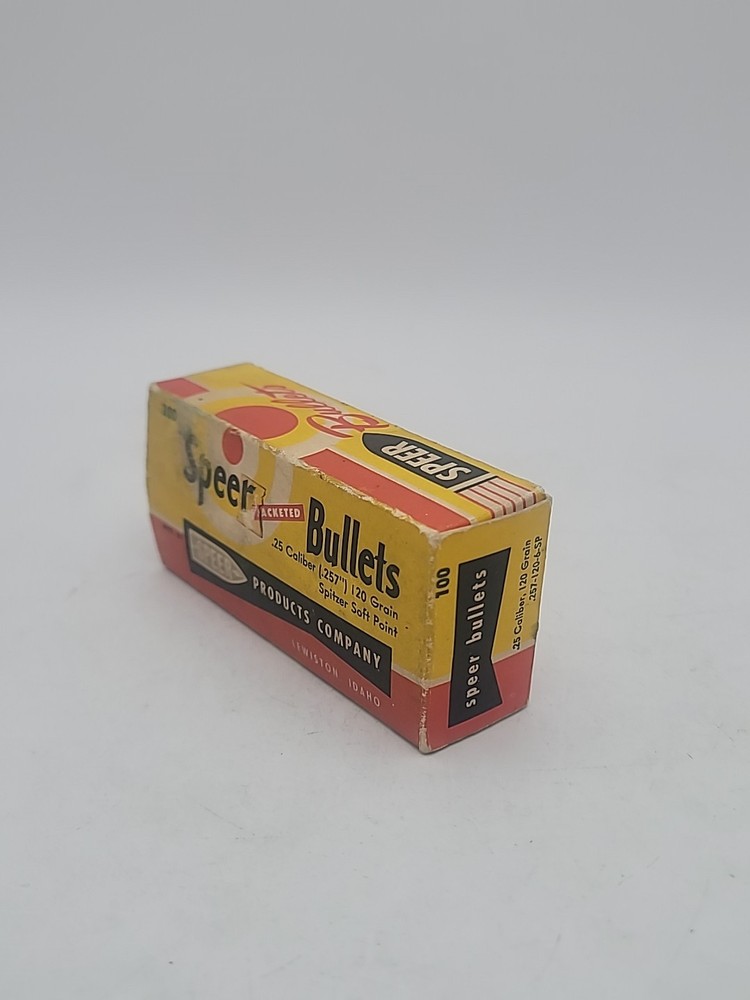 Vintage Speer .25 Cal 120gr Bullet Box EMPTY Reloading Packaging