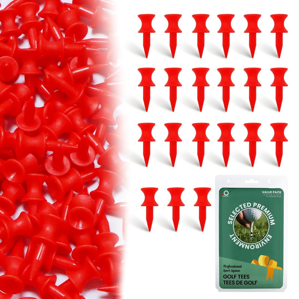 Golf Tees Step Down Plastic Unbreakable 50 Pack 1 1/4 inch 32 mm Red Reusable...