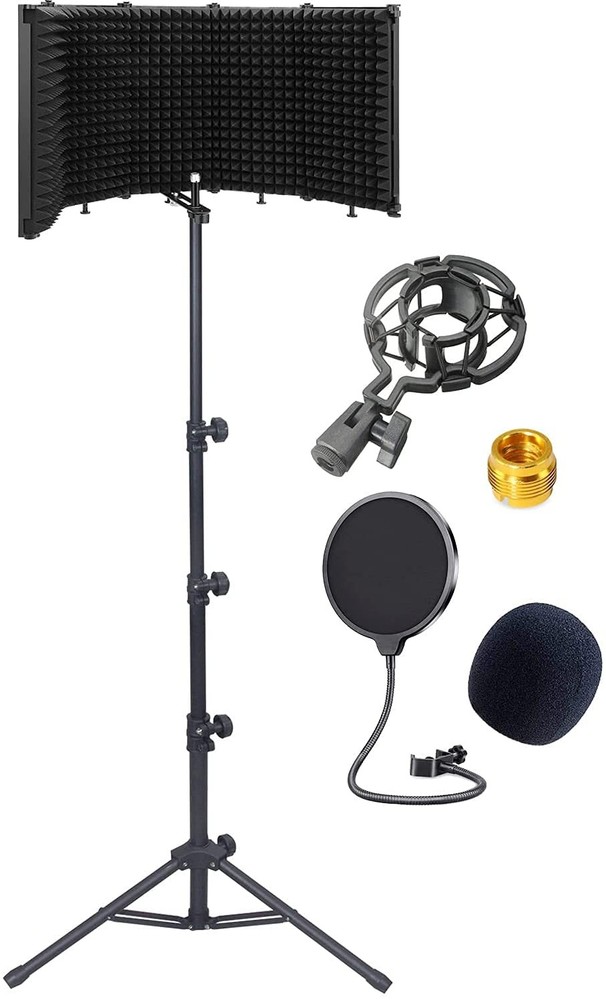 Microphone Isolation Shield - Tripod Stand 2 ft 6 to 5 ft 10 Height Adjustabl...