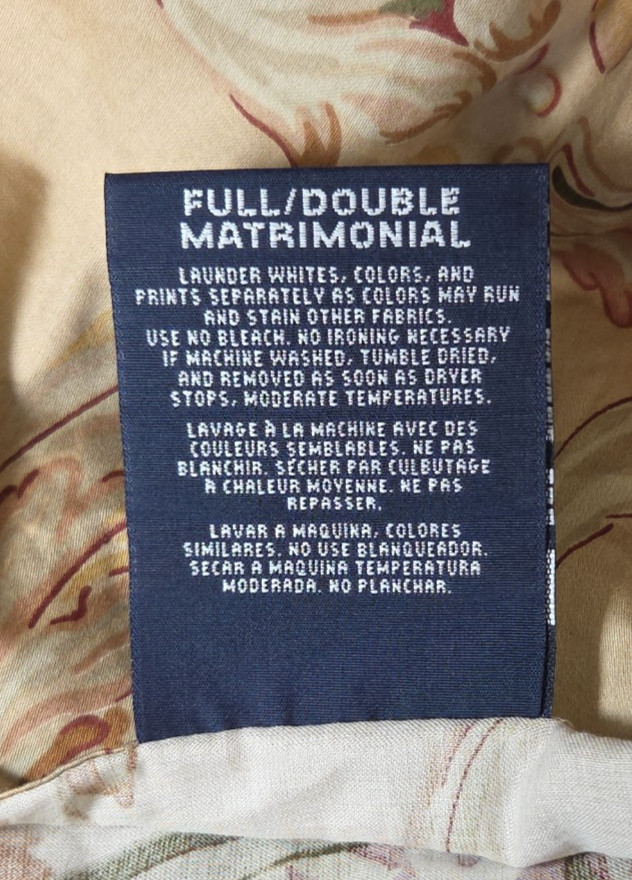 Ralph Lauren Guinevere Bedskirt Dust Ruffle 15” Drop Floral Cotton Sateen Full