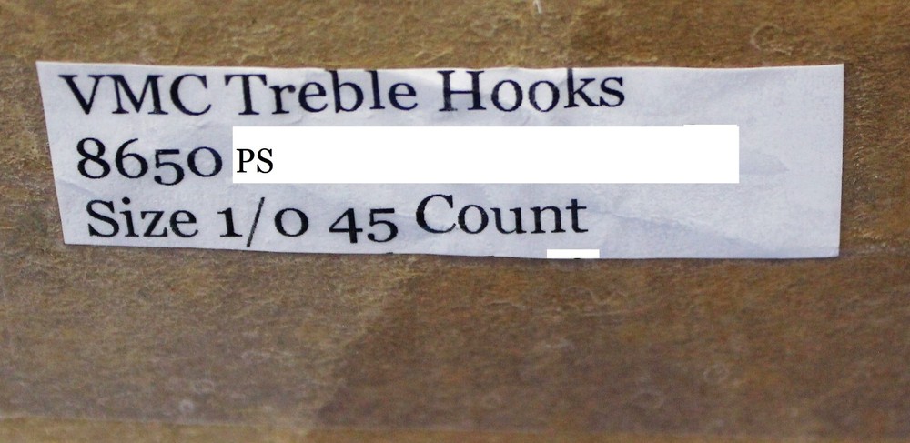 VMC Treble Hook 8650 PS Size 1/0 45 Count Box