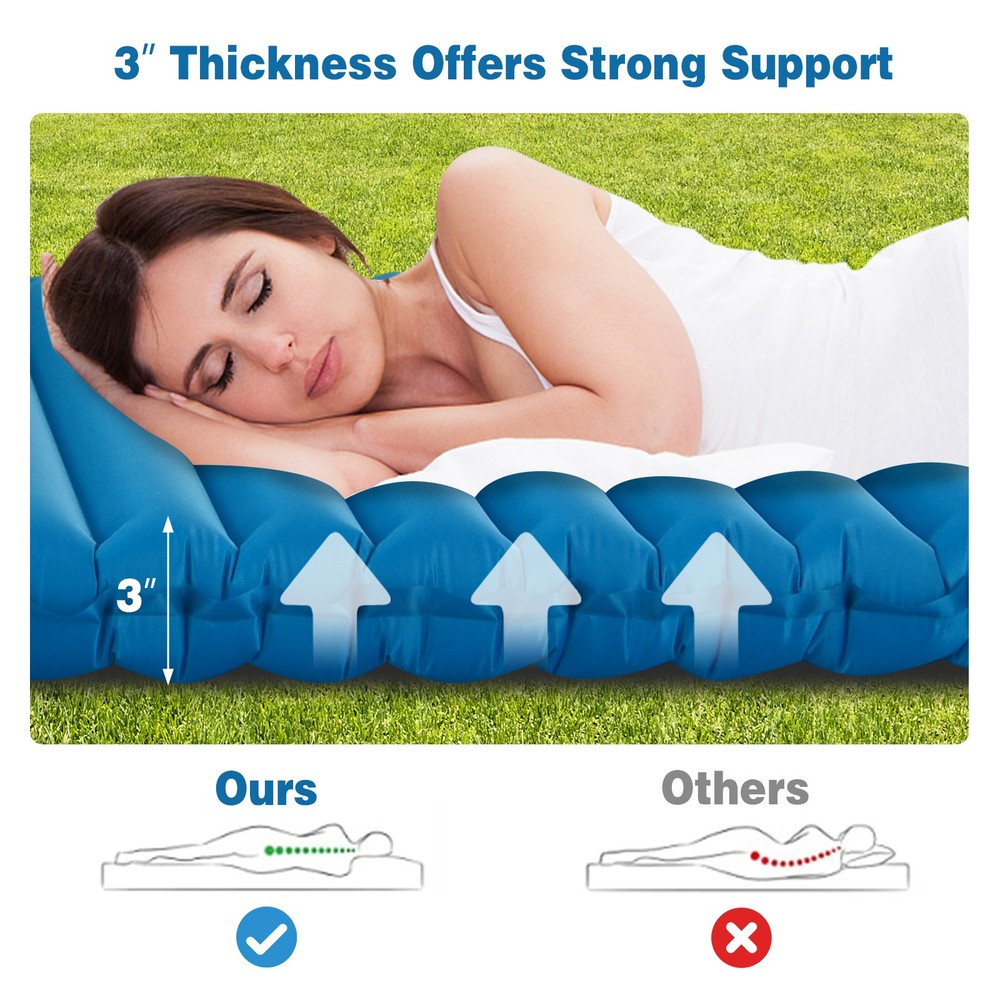 3 Inch Inflatable Camping Sleeping Pad Waterproof & Comfortable Sleeping Mat