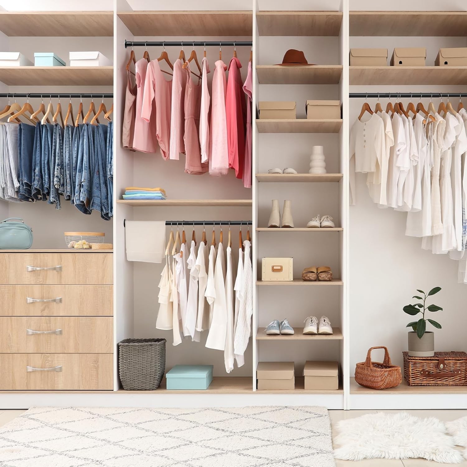 No Drilling Closet Rod for Hanging Clothes Closet Wardrobes Bathroom Laundry