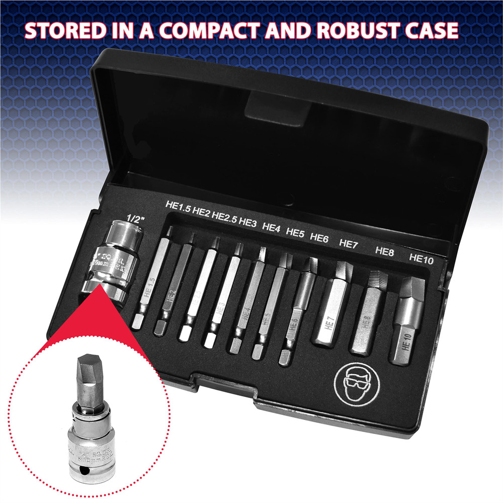 K-Tool BTK42-11HS Damaged Hex Screw Extractor Set 11PCS